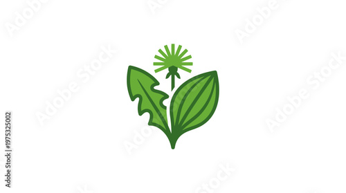 Minimalist Green Plant Emblems on White Background
