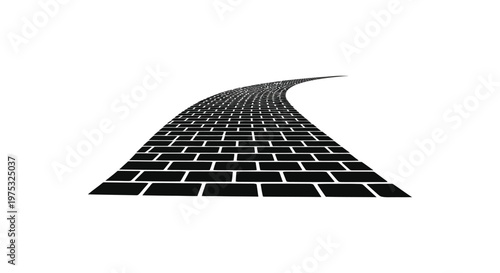 A long receding brick road stretches toward a vanishing point creating a dramatic perspective silhouette high quality professional detailed modern elegant