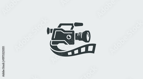 Iconic Video Camera and Filmstrip Symbol