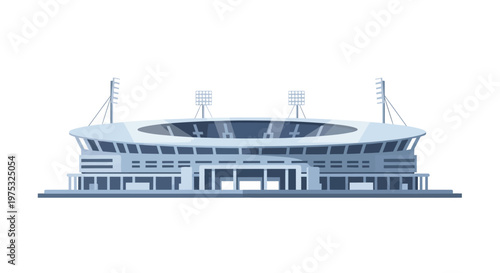 Modern professional football stadium exterior isolated on white background. EPS Editable. Vector Illustrations.