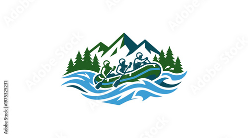 White Water Rafting Adventure Logo