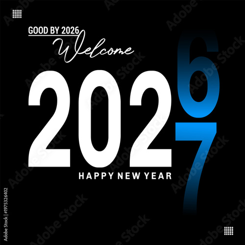 Happy new year 2027 greeting card design with modern typography