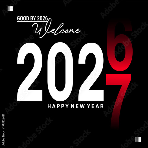 Happy new year 2027 greeting card design with modern typography