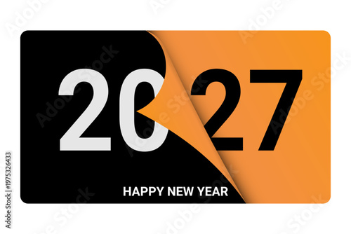 Happy new year 2027 greeting card design with page curl effect