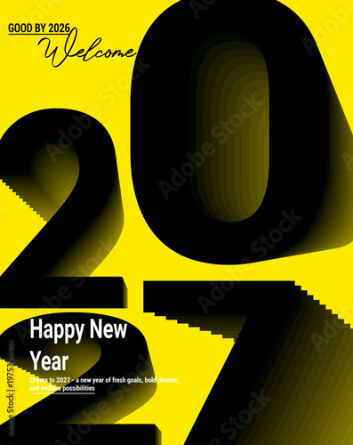 Happy new year 2027 greeting card design with bold typography