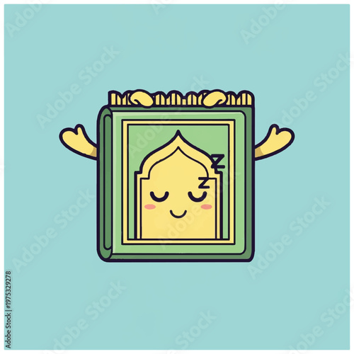 Smiling green book with happy face.