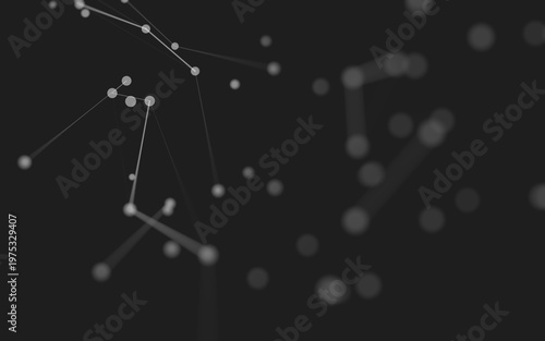 Abstract background. Molecules technology with polygonal shapes, connecting dots and lines. Connection structure. Big data visualization.