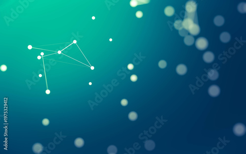 Abstract background. Molecules technology with polygonal shapes, connecting dots and lines. Connection structure. Big data visualization.