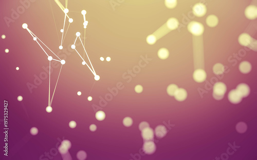 Abstract background. Molecules technology with polygonal shapes, connecting dots and lines. Connection structure. Big data visualization.