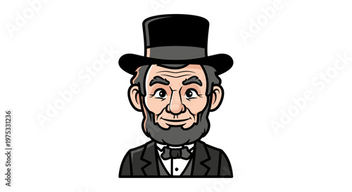 Cartoon Abraham Lincoln Portrait Illustration.