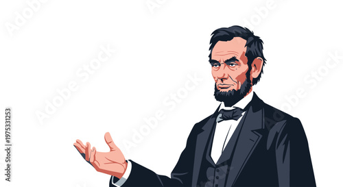 Abraham Lincoln American President Portrait Illustration.