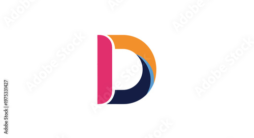 Abstract letter d logo design with colorful elements on white background