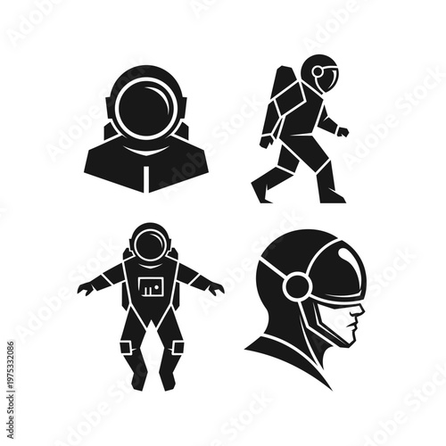 Astronaut Icons Set: Space Exploration, Sci-Fi, Cosmonaut Silhouettes