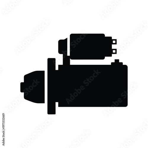 Starter Motor Silhouette Simple Flat Vector Icon