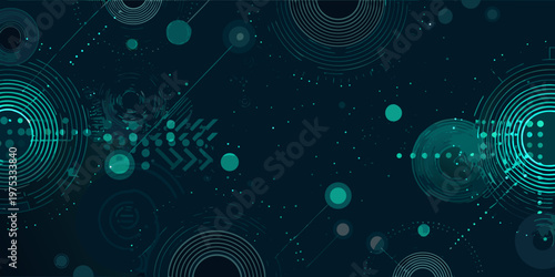 Fotografia Abstract geometric background with teal and dark blue circular elements