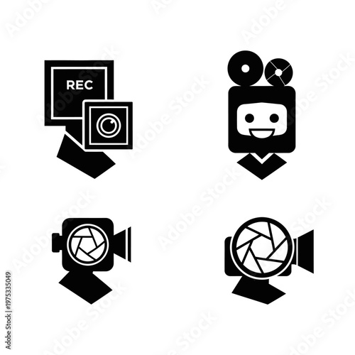 Wallpaper Mural Video Camera Icons: Film Reel, Recorder, Aperture, and Robot Torontodigital.ca