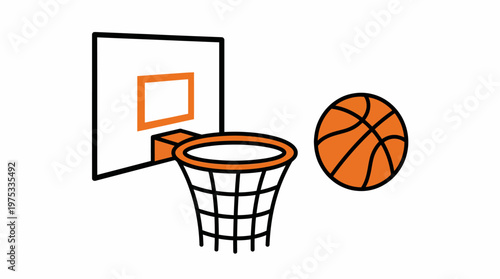 A simple illustration of a basketball and hoop, perfect for sports-themed content and fan engagement