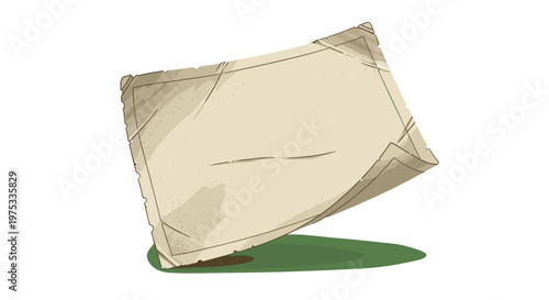 Antique Paper Scroll Vector Illustration - Historical Parchment Map Design Element for Adventure Games, Isolated on transparent background. Old Document Template.