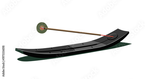 Burning Incense Stick on Holder - Aroma Therapy for Relaxation & Meditation. Spiritual Zen Art, Minimalist Still Life, Isolated on transparent background.