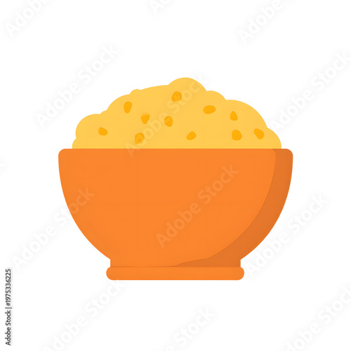 Minimalist lentil dal bowl illustration on white background, food concept