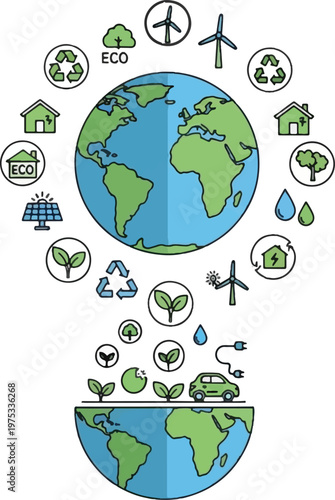 Sustainable energy and eco-friendly actions for vital Earth protection, celebrated on Earth Day for a greener planet