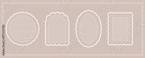 Lace Doily Frame Set for Scrapbook Craft with Oval Circle Rectangle and Scalloped Shapes