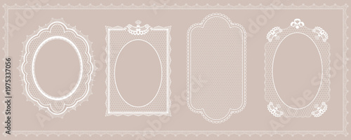 Luxury Lace Frame Set with Oval Circle Rectangle and Scalloped Wedding Border