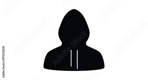 A stark black silhouette of a hooded figure with a minimalist face and a breathing apparatus silhouette high quality professional detailed