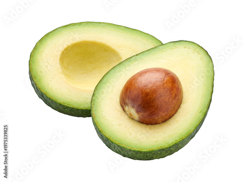 Fresh Avocado Halves with Seed Isolated on Transparent Background