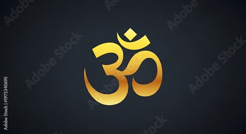 Golden Om Symbol on Dark Gradient Background