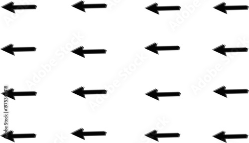 Hand-drawn black dry brush layered arrow icons set pointing left on a plain white illustration