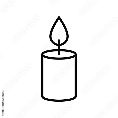 Christmas Candle Flame Line Art Vector Icon
