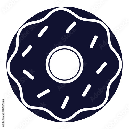 Dark blue donut with white sprinkles and frosting isolated on transparent background icon
