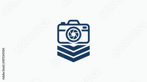 Camera Emblem Logo on Blue Background
