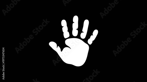 White Hand Print on Black Background