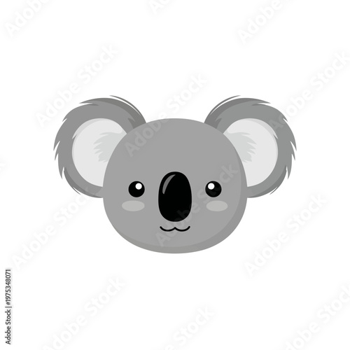 Cute cartoon koala face with friendly expression