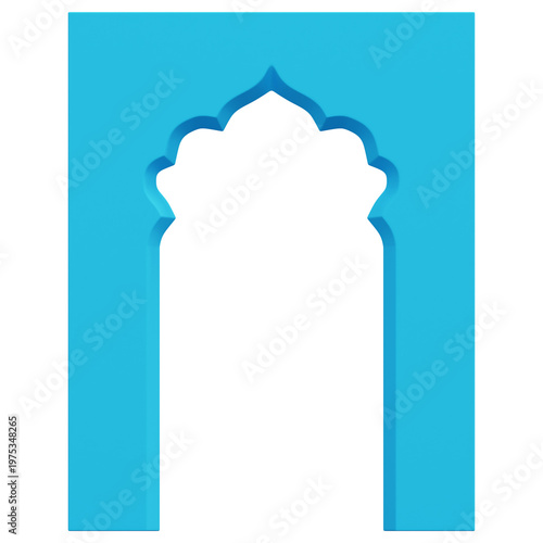 Free Download 3D Light Blue Elegant Floral Crown Arch Doorway Frame Outline Border Shape - GFXLoad