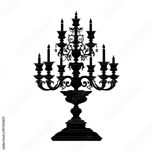 Elegant candelabra silhouette with ornate details