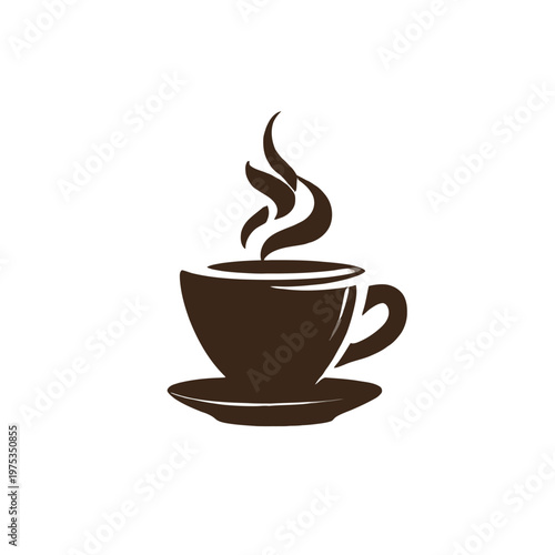 Elegant coffee cup with steam on a simple background