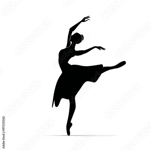 Elegant ballerina silhouette performing on stage