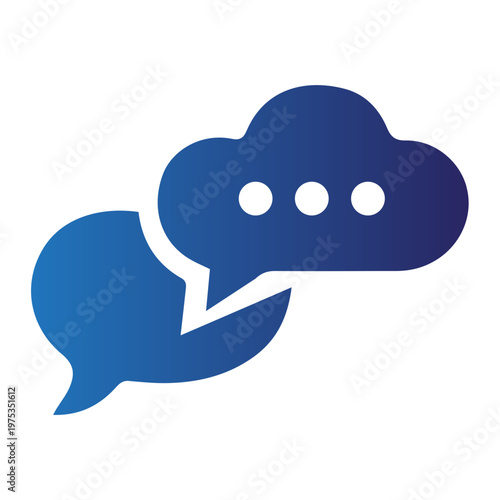 Abstract representation of communication, dialogue, and discussion through chat bubbles and cloud shapes, symbolizing online interaction and digital conversations