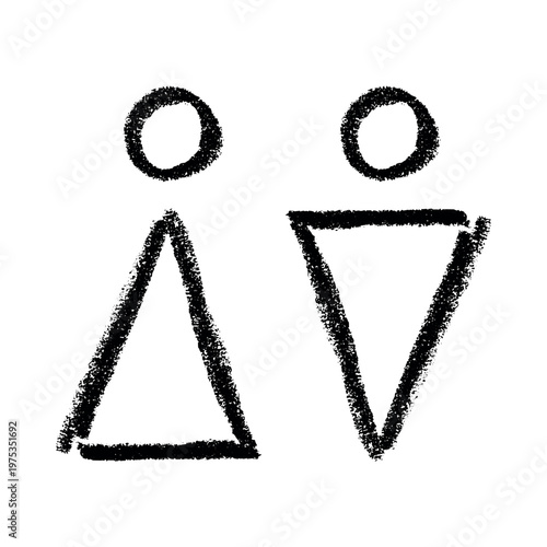 Hand drawn female and male gender identity sign Girls and boys Man and woman pictogram Lady and gentleman for restroom, toilet, washroom, lavatory, closet, WC, bathroom, door sticker