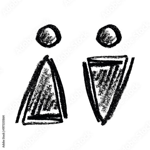 Hand drawn female and male gender identity sign Girls and boys Man and woman pictogram Lady and gentleman for restroom, toilet, washroom, lavatory, closet, WC, bathroom, door sticker