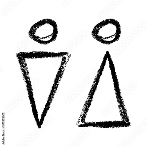 Hand drawn female and male gender identity sign Girls and boys Man and woman pictogram Lady and gentleman for restroom, toilet, washroom, lavatory, closet, WC, bathroom, door sticker