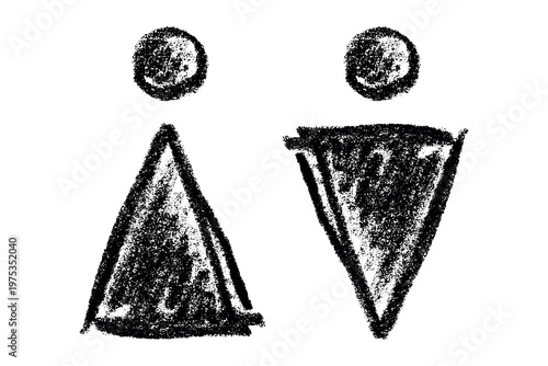 Hand drawn female and male gender identity sign Girls and boys Man and woman pictogram Lady and gentleman for restroom, toilet, washroom, lavatory, closet, WC, bathroom, door sticker