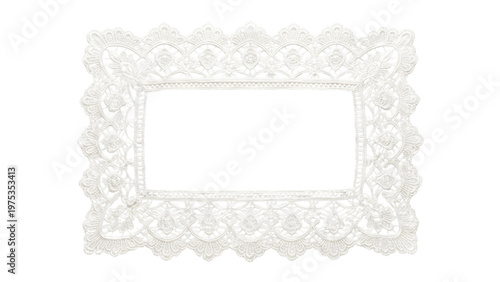 Obraz na płótnie Intricate lace frame with floral patterns isolated on transparent background
