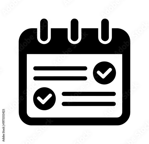 Vector of a calendar page with check marks indicating completed tasks.