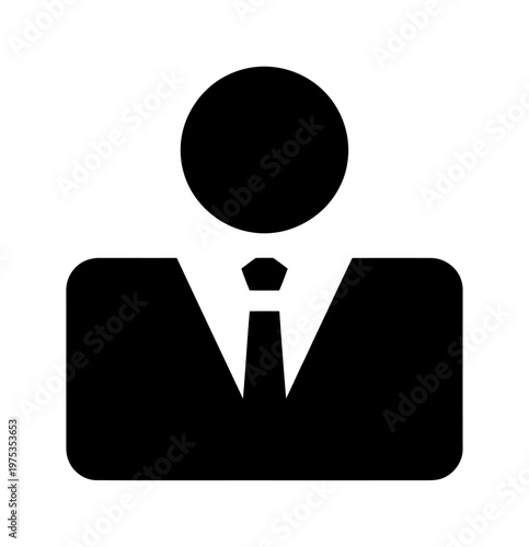 Vector icon of a person wearing a suit and tie displayed in