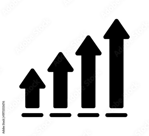 Bild auf Leinwand Vector showing four ascending black arrows of increasing sizes