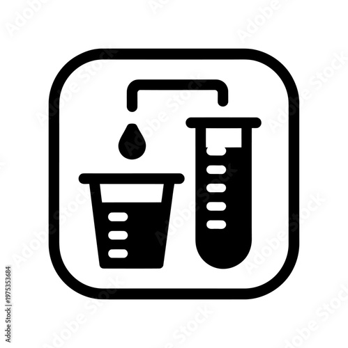 Vector icon of a laboratory setup with a beaker and test tube for scientific experiments